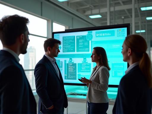 Consulting team working on logistics data